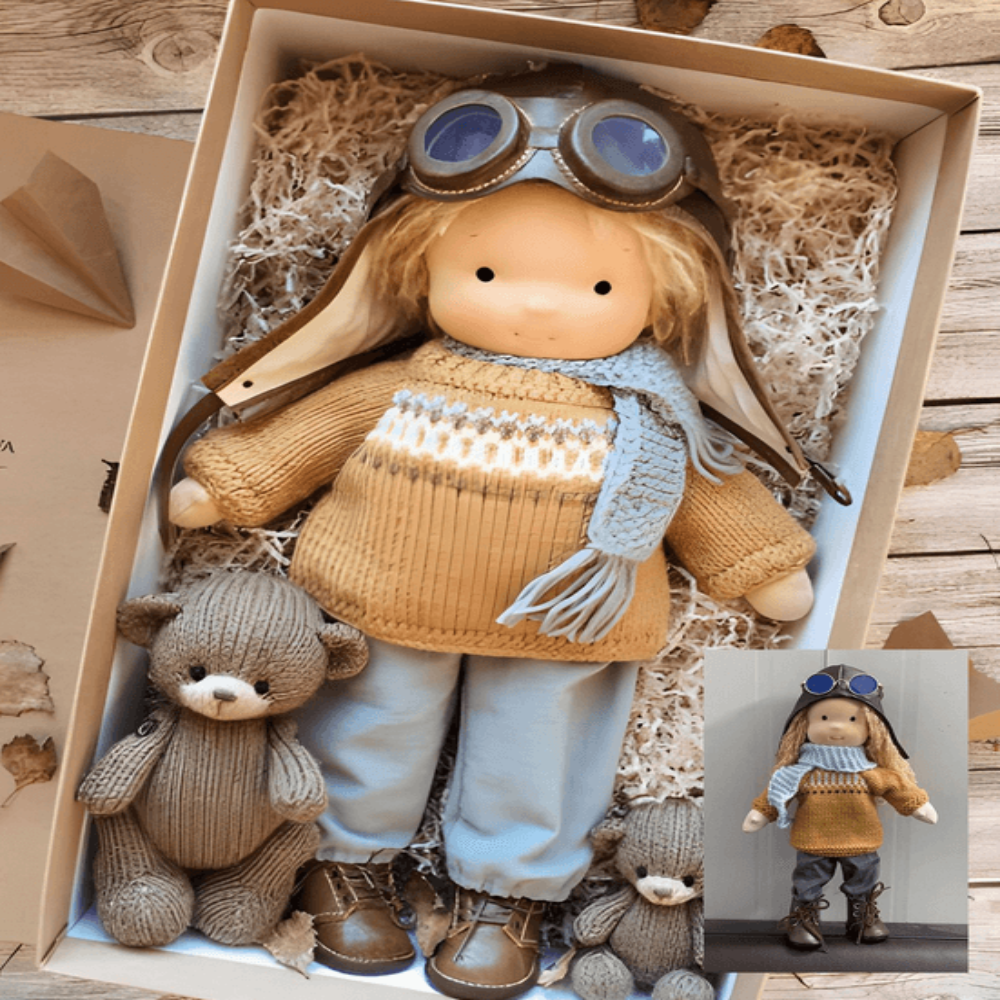 Waldorf Doll Handmade Hypoallergenic Soft Limbs with Stitched Face