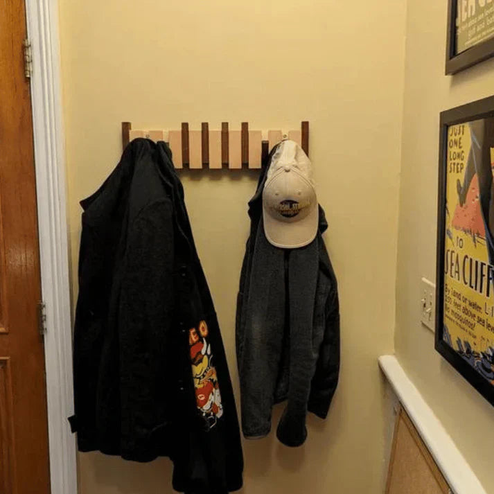 Wall Coat Rack | Fold Down Hooks, Space Saving Hallway Rail