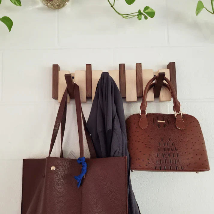 Wall Coat Rack | Fold Down Hooks, Space Saving Hallway Rail