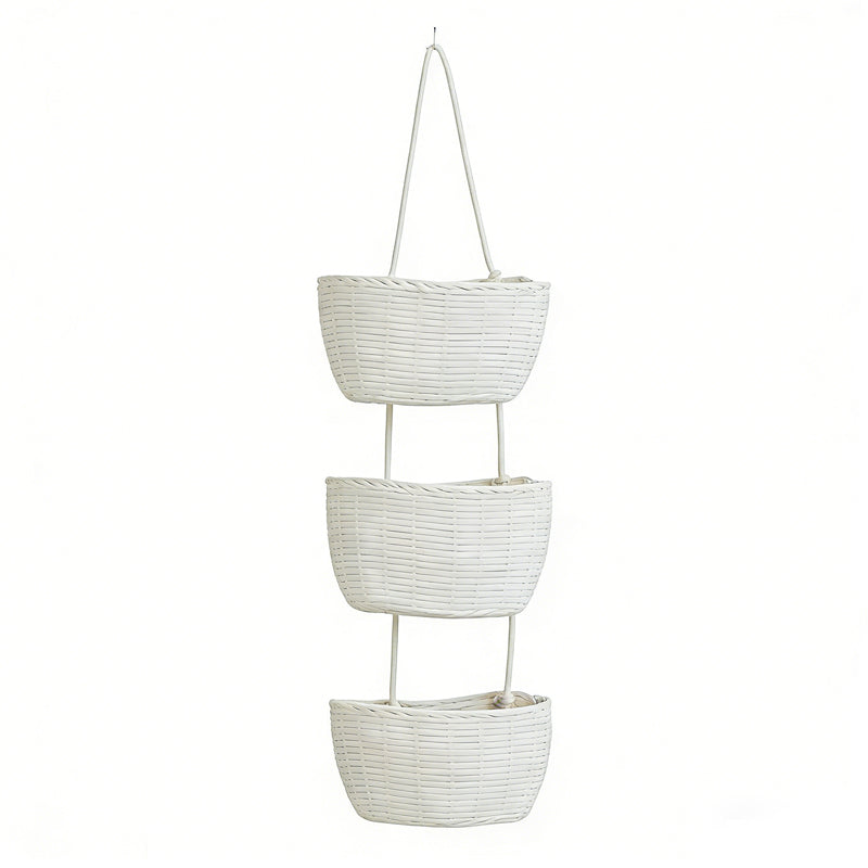 Wall Hanging Storage Organizer Handwoven Spaced Tiers with 3-Tier Design