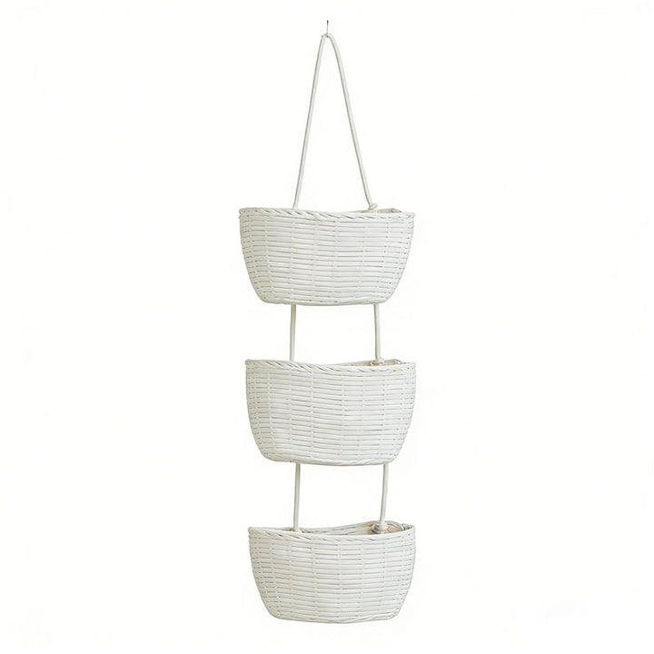 Wall Hanging Storage Organizer Handwoven Spaced Tiers with 3-Tier Design