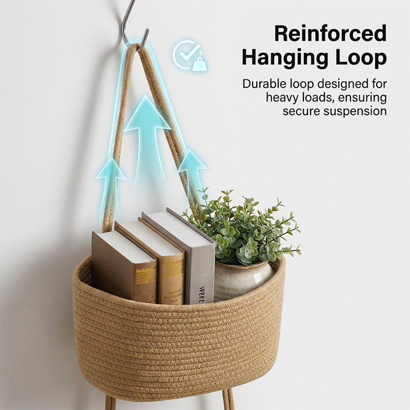 Wall Hanging Storage Organizer Handwoven Spaced Tiers with 3-Tier Design