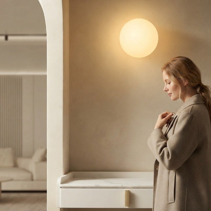 Wall Lamp Glass | Round Frosted Orb Sconce