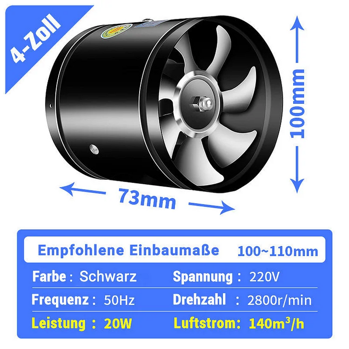 Wall Mounted Exhaust Fan High-Speed Quiet Multi-Room with Quick Installation