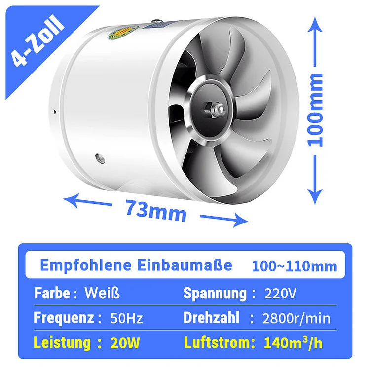 Wall Mounted Exhaust Fan High-Speed Quiet Multi-Room with Quick Installation