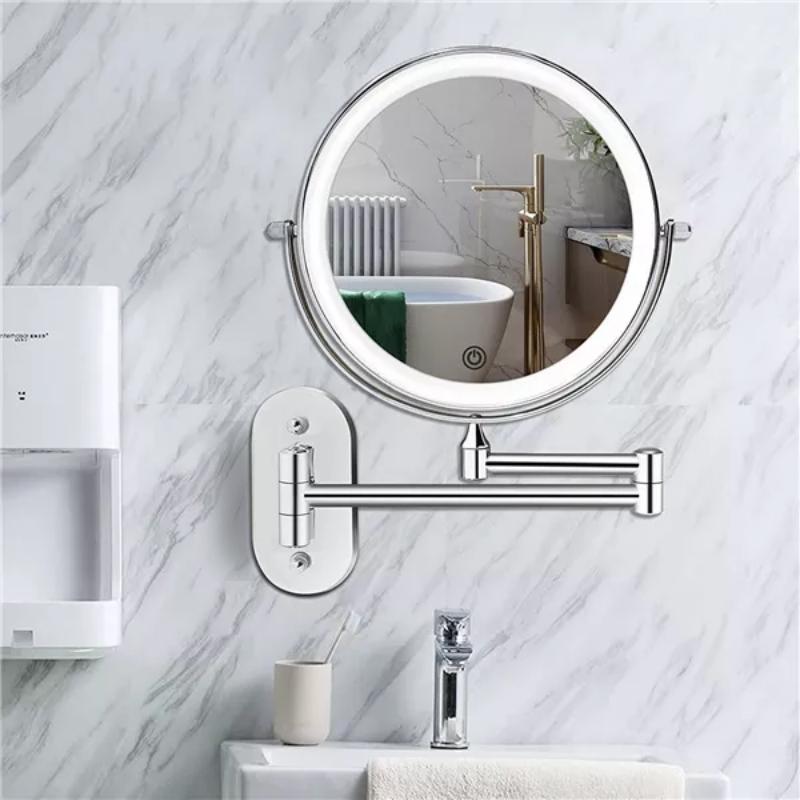 Wall Mounted Makeup Mirror | Lit Double-Sided With Swing Arm