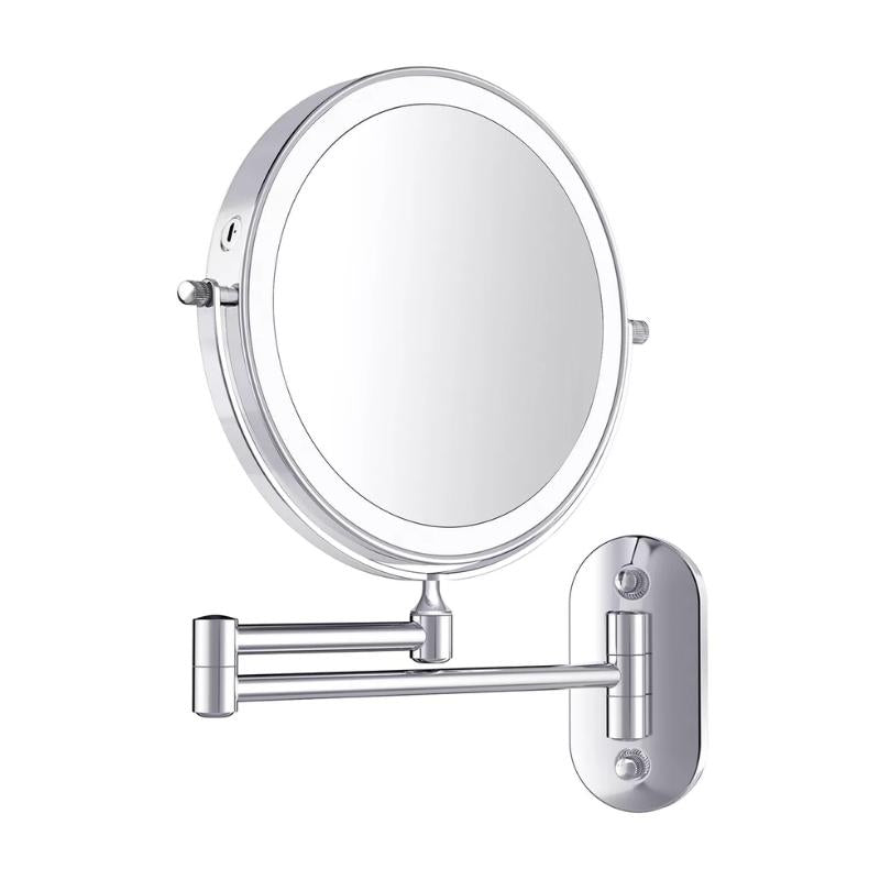 Wall Mounted Makeup Mirror | Lit Double-Sided With Swing Arm