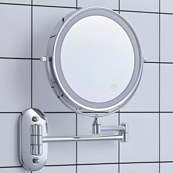 Wall Mounted Makeup Mirror | Lit Double-Sided With Swing Arm