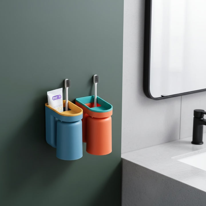 Wall Mounted Toothbrush Holder Self-Adhesive ABS with No-Drill 3 m Pad