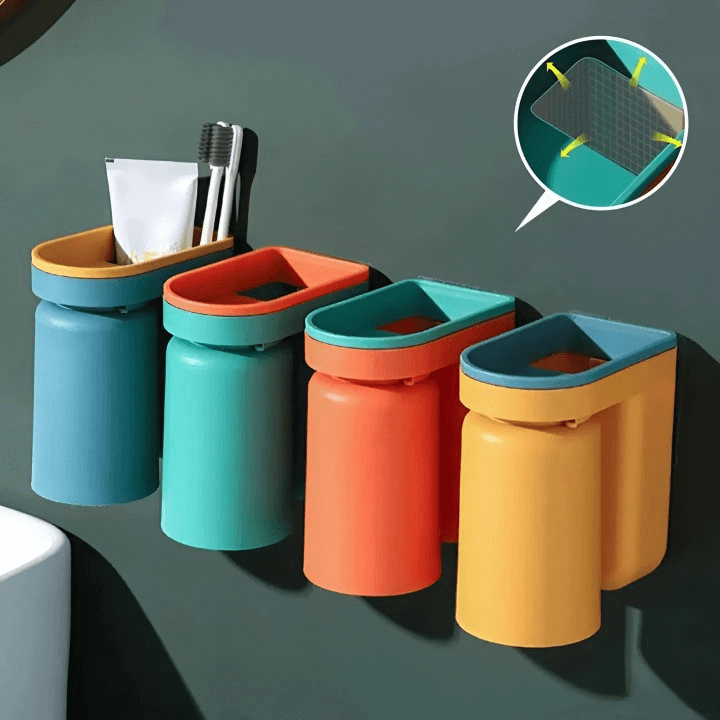Wall Mounted Toothbrush Holder Self-Adhesive ABS with No-Drill 3 m Pad