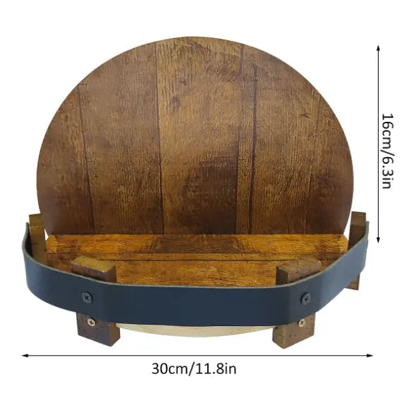 Wall Wine Rack Wooden Reclaimed Oak Barrel Decor with 7-Bottle Capacity