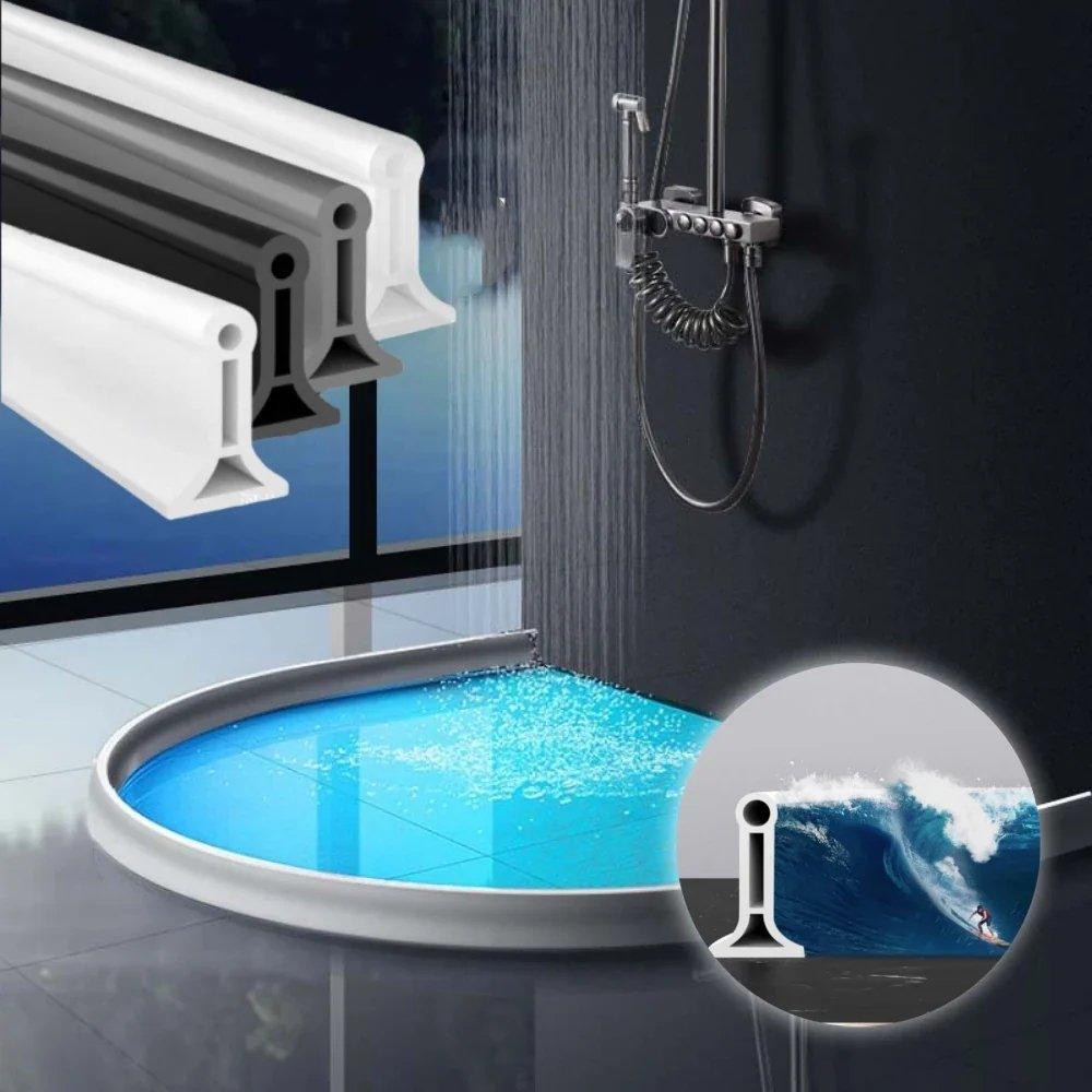 Water Barrier Strip Silicone 150-400 cm | White, Black or Grey | Self-Adhesive, Waterproof, Tool-Free Installation