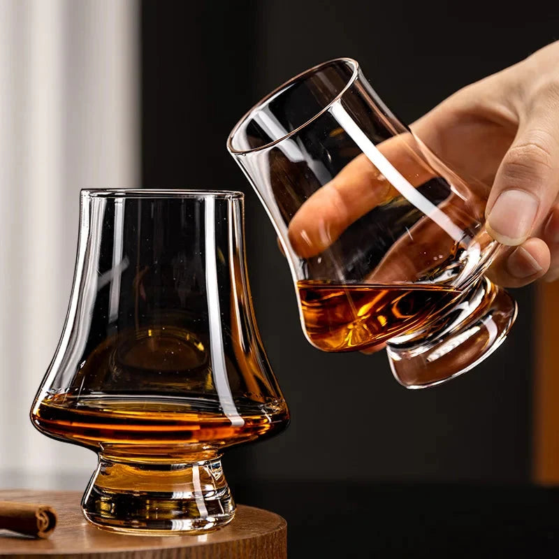 Whisky Glasses Lead-Free Glass | Conical Aroma-Enhancing Shape | Set of 4, Dishwasher Safe, Crystal Clear, Break-Resistant