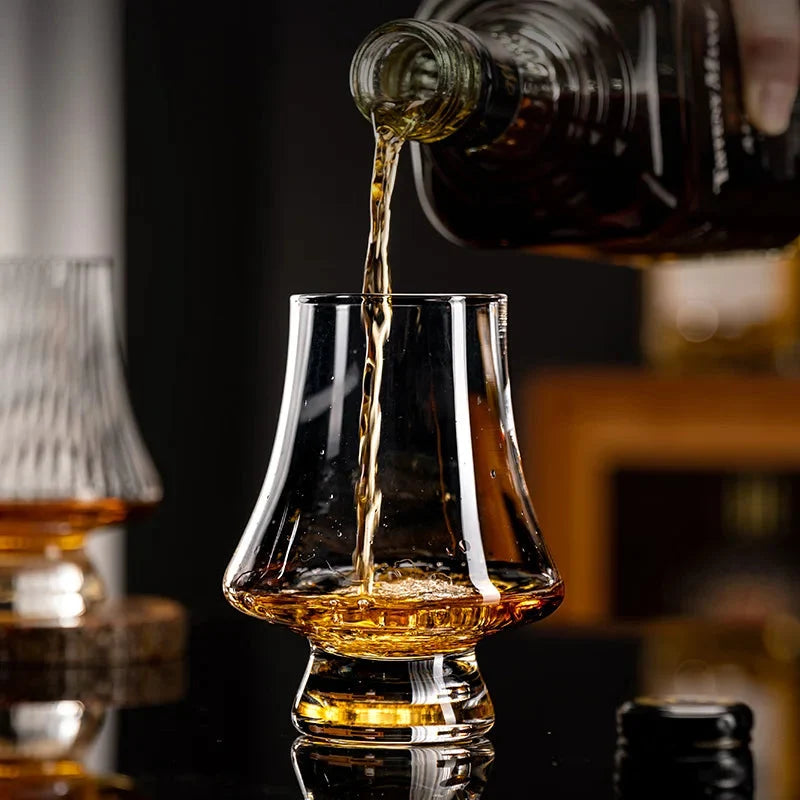 Whisky Glasses Lead-Free Glass | Conical Aroma-Enhancing Shape | Set of 4, Dishwasher Safe, Crystal Clear, Break-Resistant
