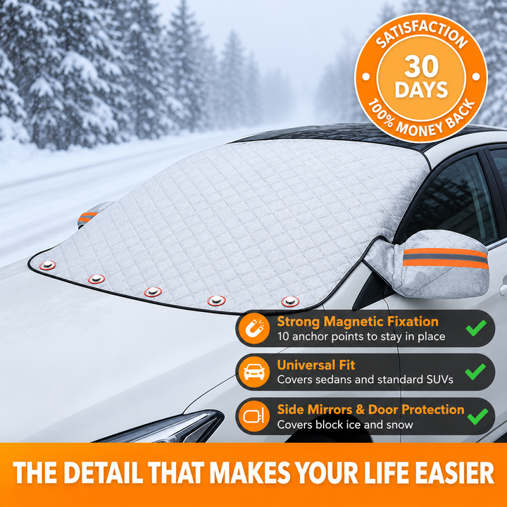Windscreen Frost Cover for Cars | 4-Layer Insulation, Universal Fit | Weatherproof Winter Protection Against Ice and Snow