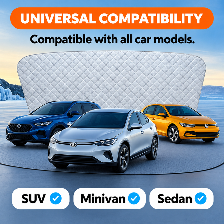 Windscreen Frost Cover for Cars | 4-Layer Insulation, Universal Fit | Weatherproof Winter Protection Against Ice and Snow