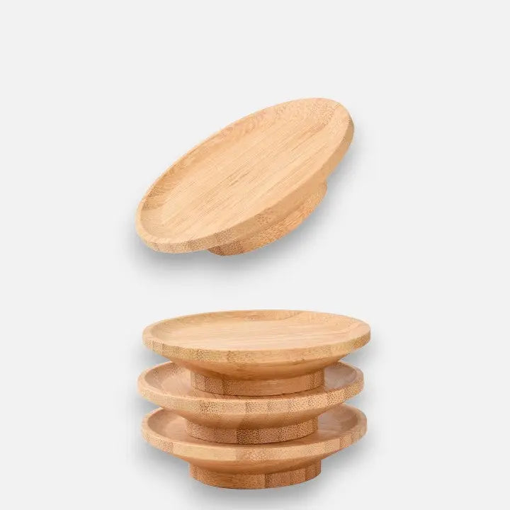 Wine Glass Topper Bamboo Snack Plate Lightweight Easy-Clean with Raised Rim