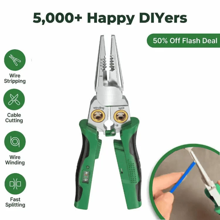 Wire Stripper Pliers Stainless Steel | 8-in-1 Multifunction with Voltage Tester | Cuts, Strips and Pulls Wire up to AWG 18-6