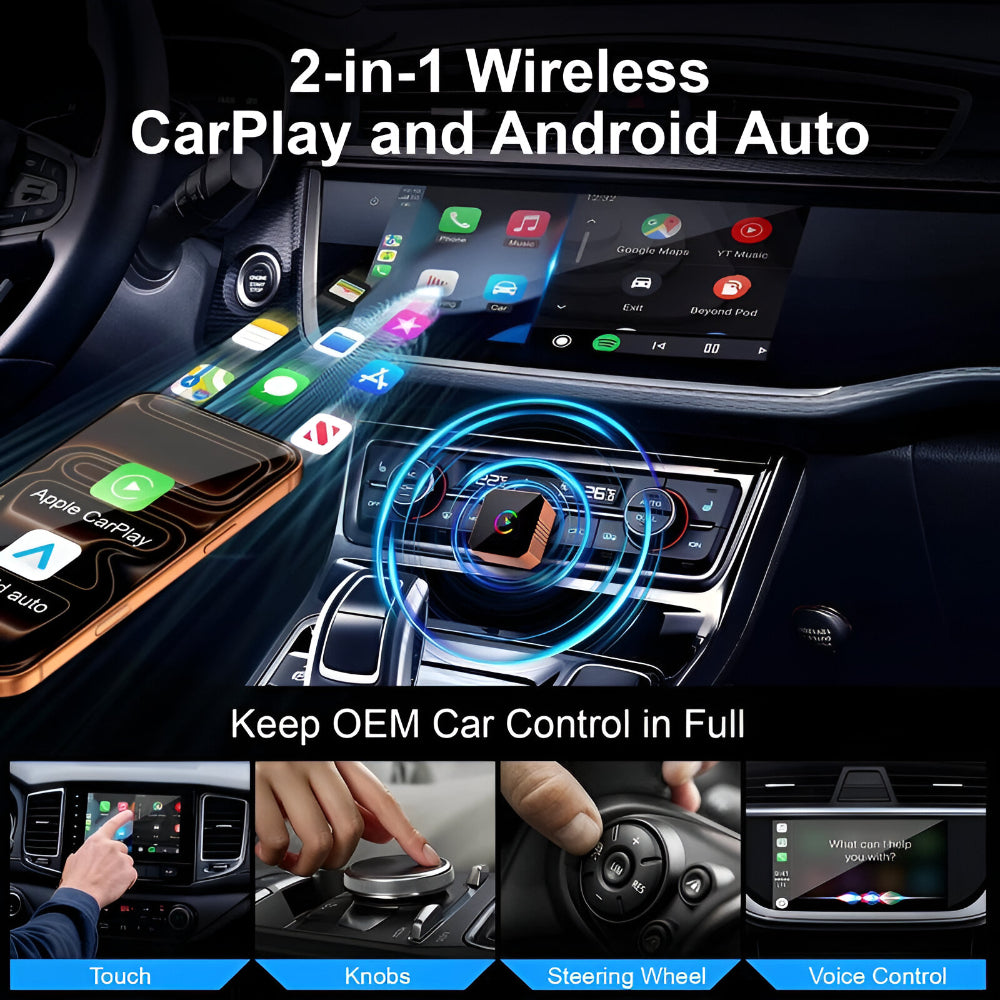 Wireless CarPlay Adapter Mini USB | Dual Band 2.4GHz/5GHz Signal | Converts Wired CarPlay to Wireless Instantly