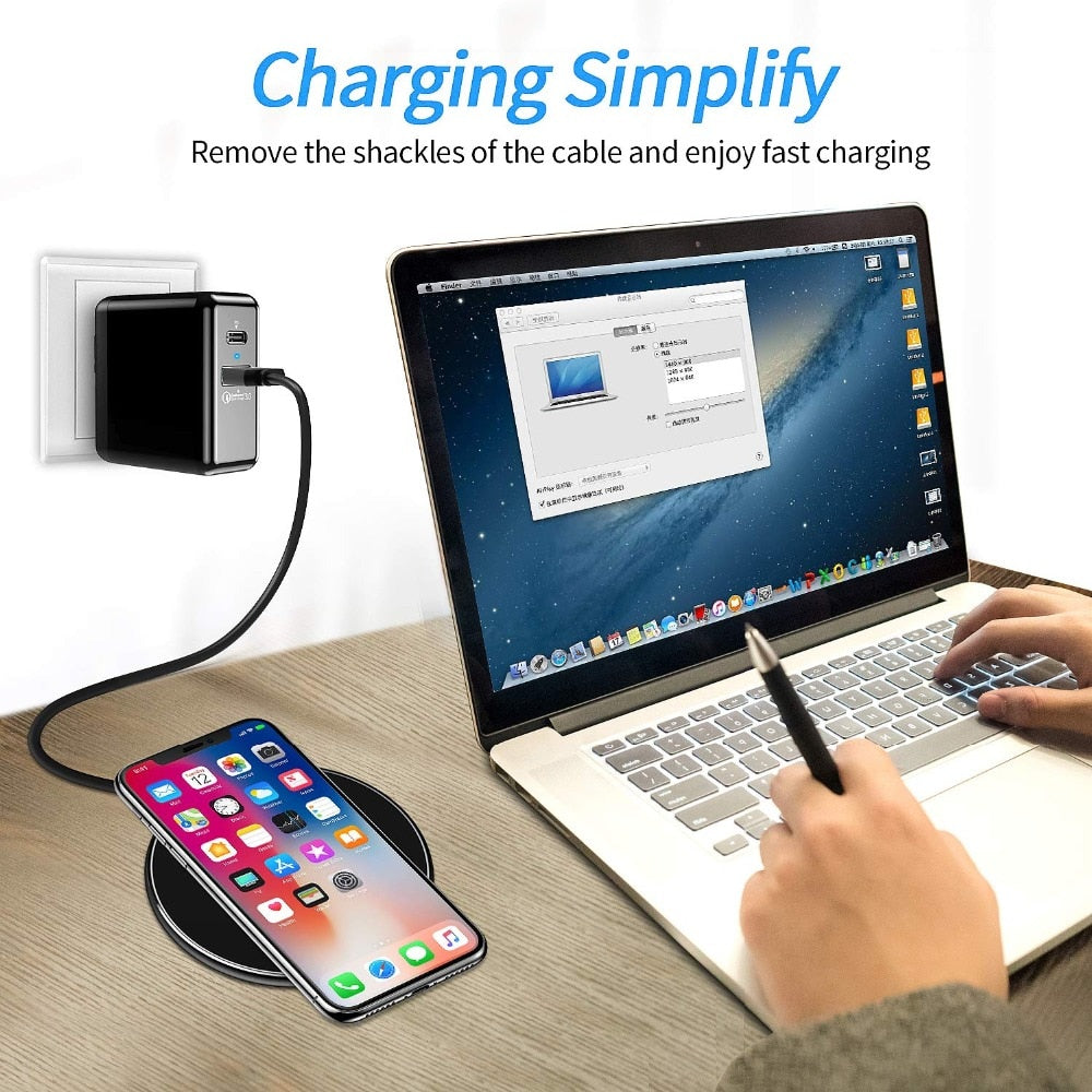 Wireless Charger 30 W Fast Charging Qi-Compatible with LED Status Ring