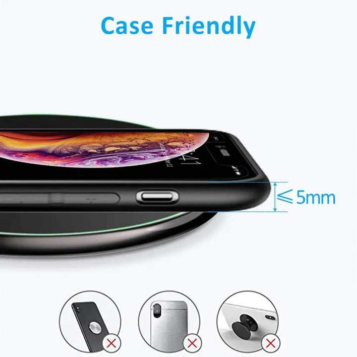 Wireless Charger 30 W Fast Charging Qi-Compatible with LED Status Ring