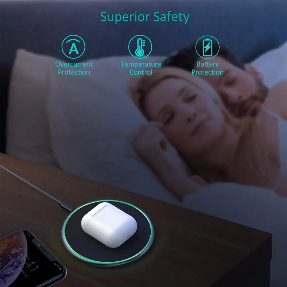 Wireless Charger 30 W Fast Charging Qi-Compatible with LED Status Ring