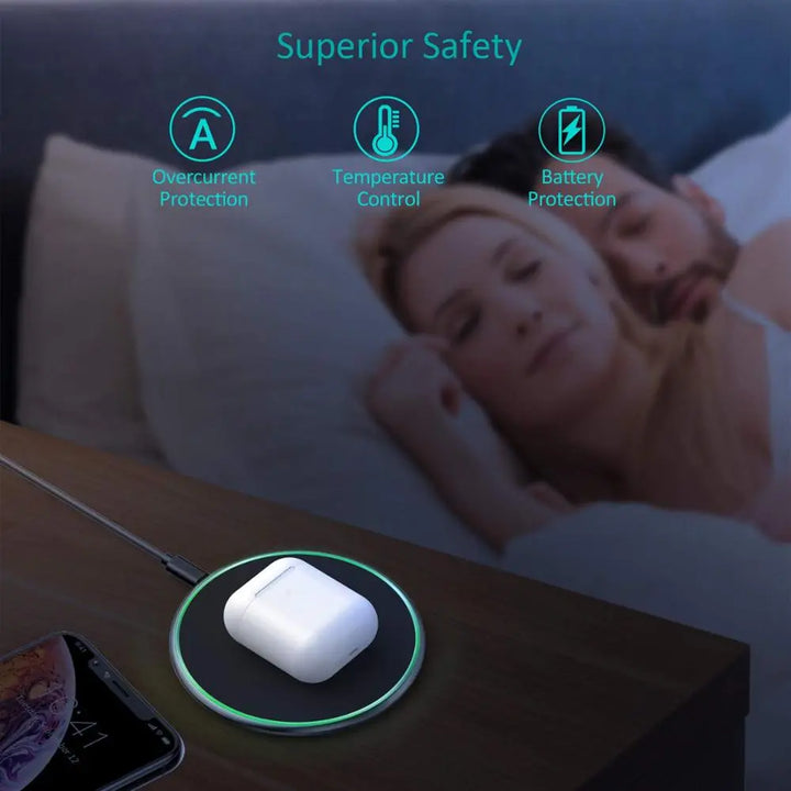 Wireless Charger 30 W Fast Charging Qi-Compatible with LED Status Ring