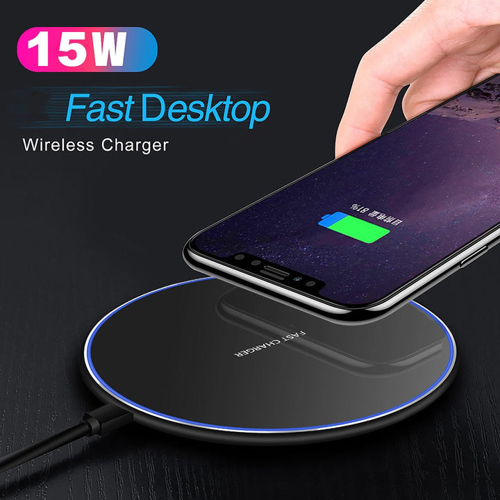 Wireless Charger 30 W Fast Charging Qi-Compatible with LED Status Ring