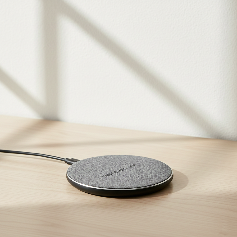 Wireless Charger Station | Slim Round Pad With A Textured Top