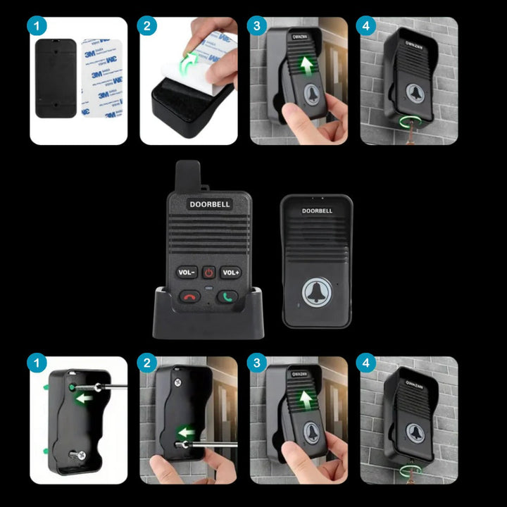 Wireless Intercom Doorbell | Hands-Free Two-Way Audio | Waterproof Design with 304.8m Range &amp; Multi-Unit Ringtones