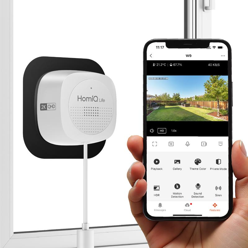 Wireless Security Camera | HDR Night Vision & Wide-Angle Lens | Peel-and-Stick Setup, SD Card or Cloud Storage