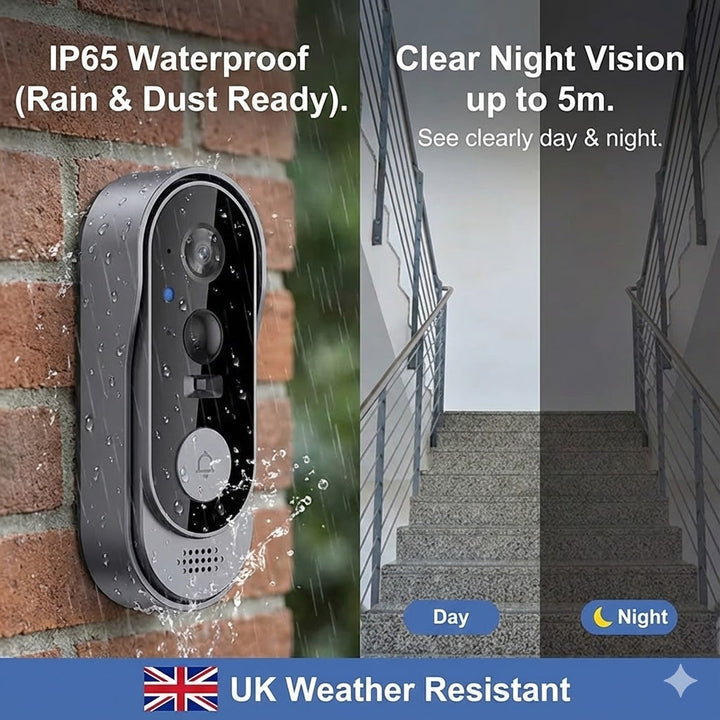 Wireless Video Doorbell | Camera, Motion Sensor And Chime