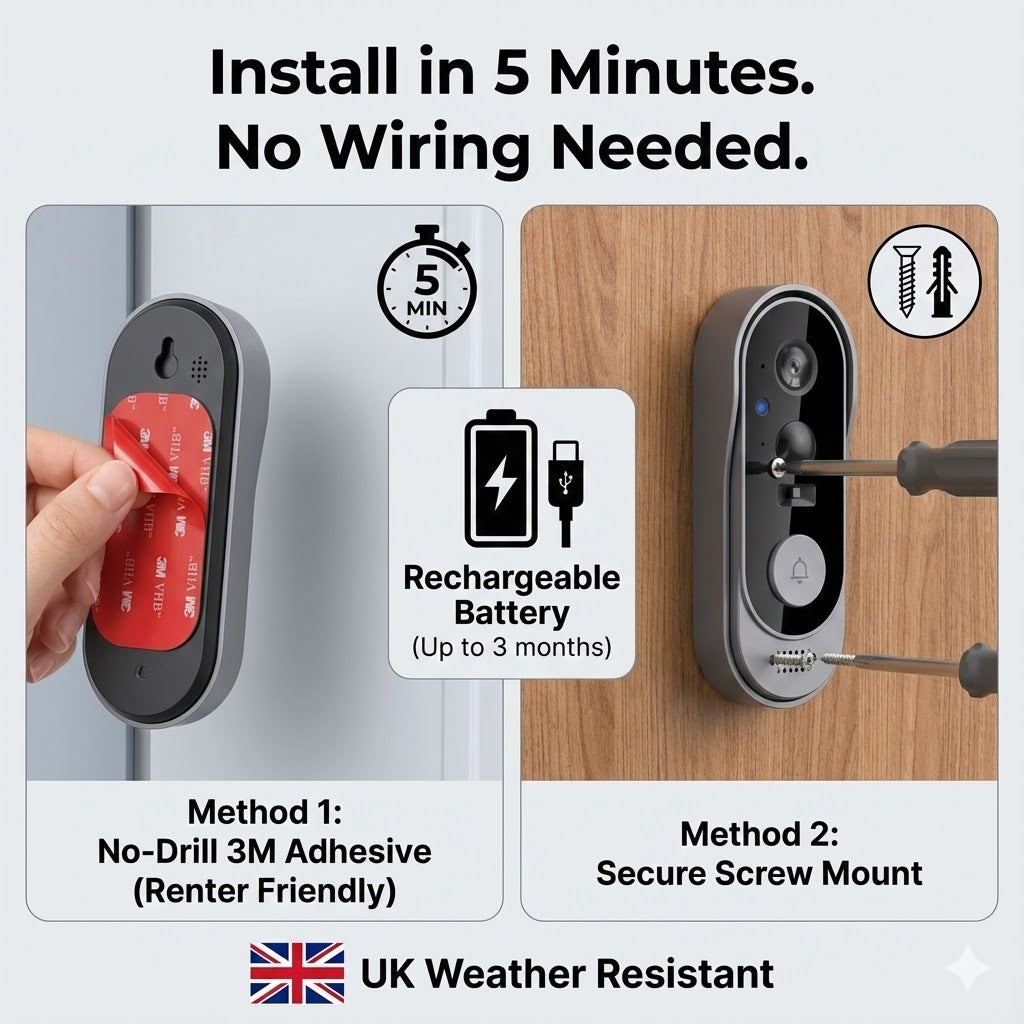 Wireless Video Doorbell | Camera, Motion Sensor And Chime