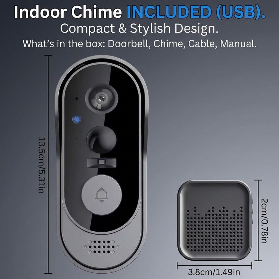 Wireless Video Doorbell | Camera, Motion Sensor And Chime