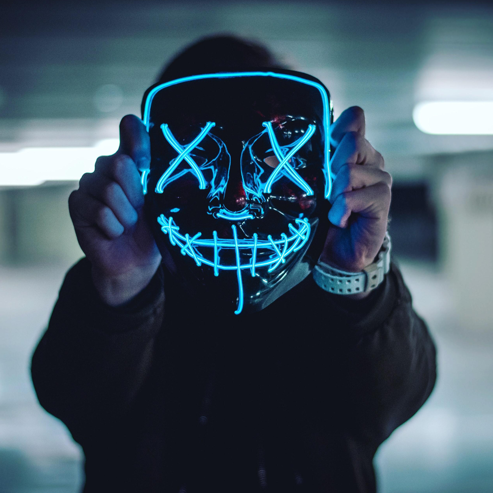 Women's LED Light Up Face Mask | Glow Effects & Costume Ready
