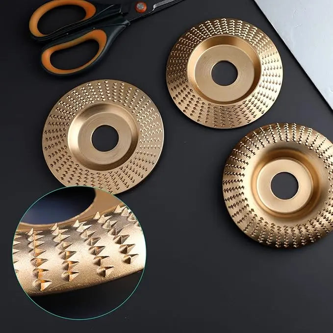 Wood Carving Disc Set Tungsten Carbide | Round, Flat &amp; Beveled Discs | Fits 4 and 4.5 Inch Angle Grinders