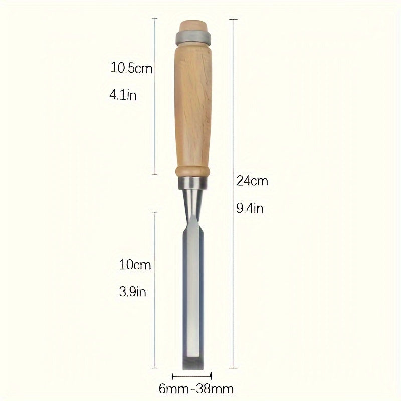 Wood Chisel Set Chromium-Vanadium Steel | 12-Piece Beech Wood Handles | Precision Woodworking Tool Set for Clean Controlled Cuts
