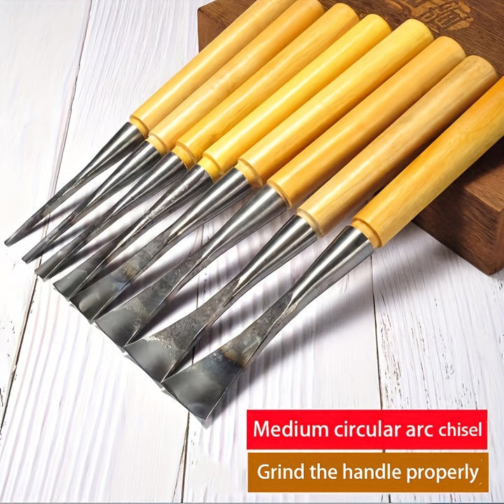 Wood Chisel Set Steel Blades | 3 Blade Widths for Fine to Bold Cuts | Ergonomic Wooden Handles for Precision Woodworking &amp; Shaping