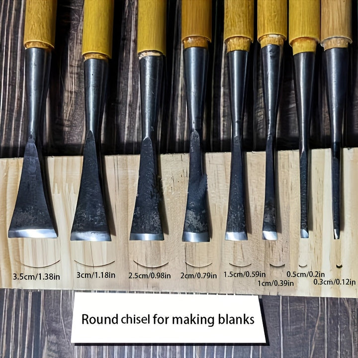 Wood Chisel Set Steel Blades | 3 Blade Widths for Fine to Bold Cuts | Ergonomic Wooden Handles for Precision Woodworking &amp; Shaping