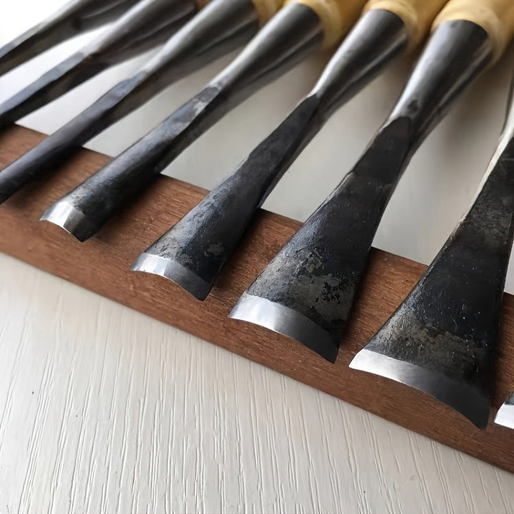 Wood Chisel Set Steel Blades | 3 Blade Widths for Fine to Bold Cuts | Ergonomic Wooden Handles for Precision Woodworking &amp; Shaping