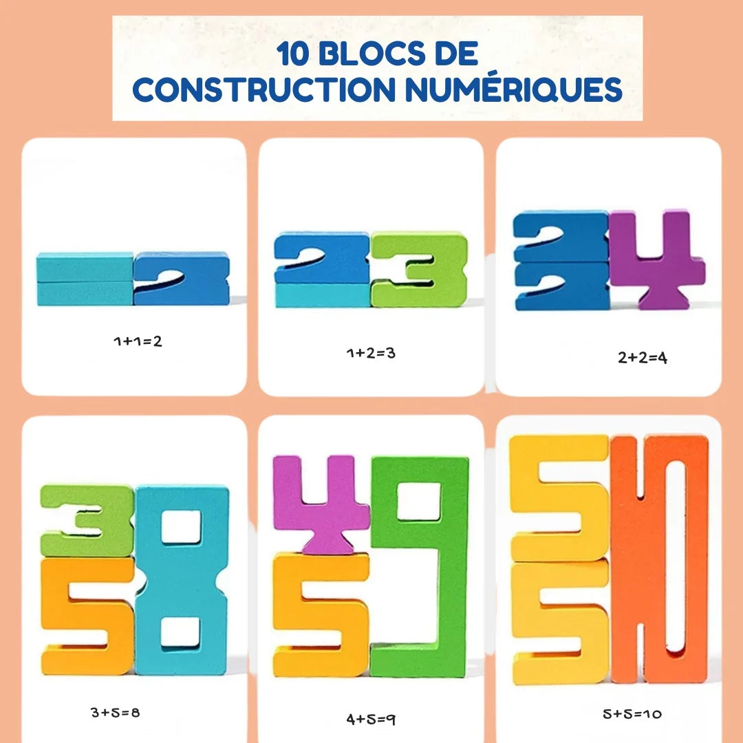 Wooden Building Blocks with Numbers | Colourful Stacking Set for Learning | Supports Early Number Recognition Skills