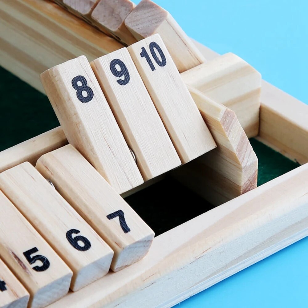 Wooden Number Flip Board Game | Roll &amp; Flip Tiles for 4 Players | Family Counting Strategy Game with Dice &amp; Tiles