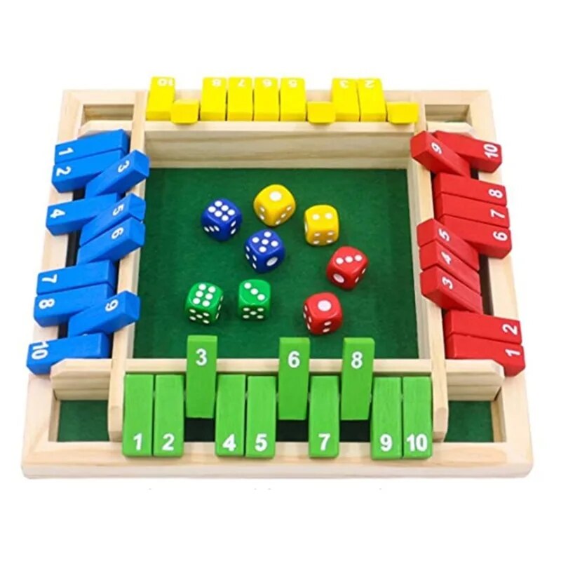 Wooden Number Flip Board Game | Roll &amp; Flip Tiles for 4 Players | Family Counting Strategy Game with Dice &amp; Tiles