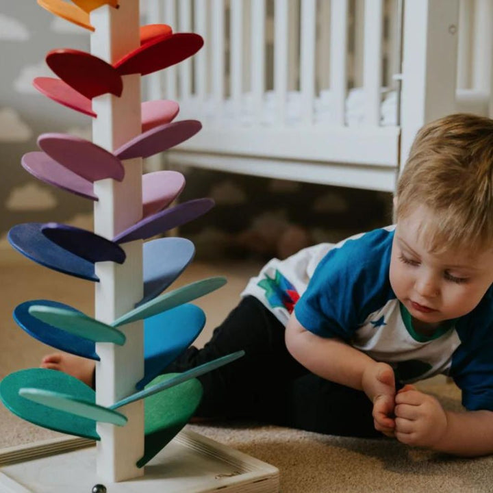 Wooden Sound Tower Marble Run Toy with 10 Balls Included