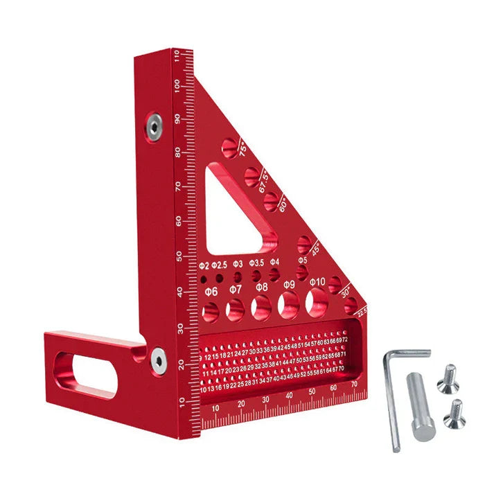 Woodworking Square Aluminium Anodised Multi-Angle with Drill Guide Holes