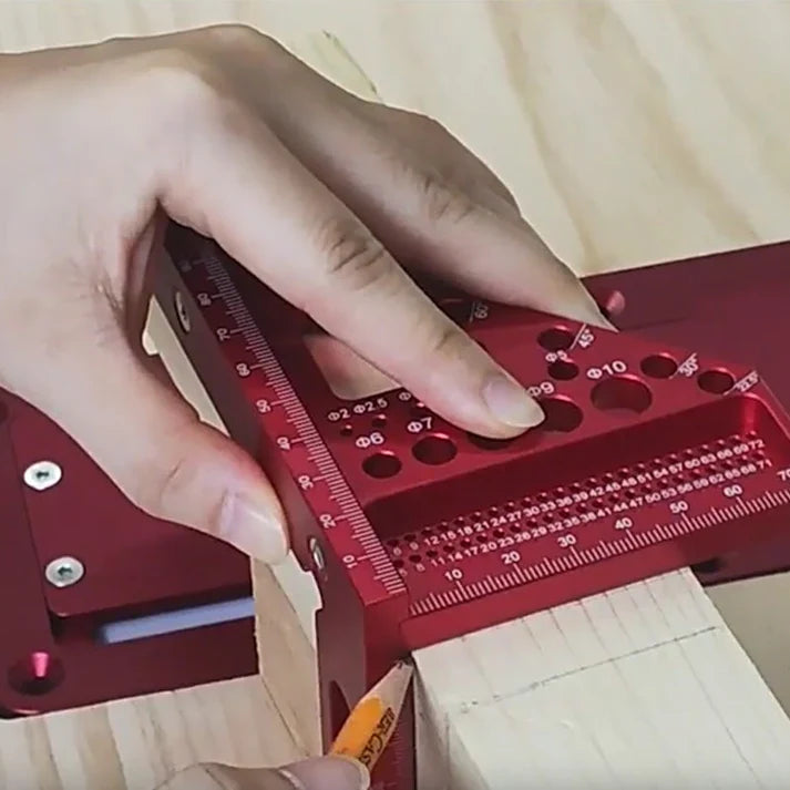 Woodworking Square Aluminium Anodised Multi-Angle with Drill Guide Holes
