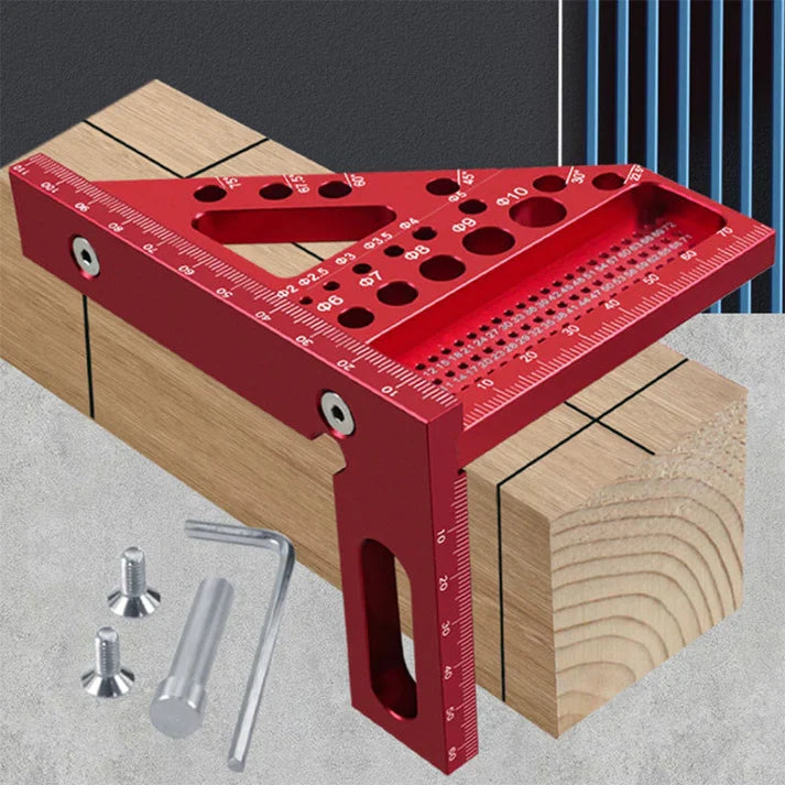 Woodworking Square Aluminium Anodised Multi-Angle with Drill Guide Holes