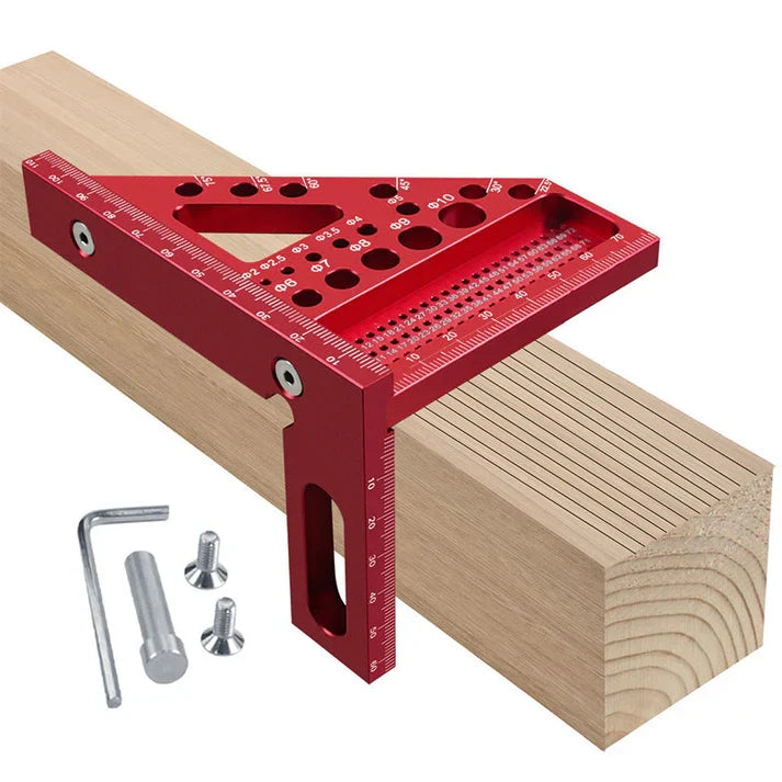 Woodworking Square Aluminium Anodised Multi-Angle with Drill Guide Holes