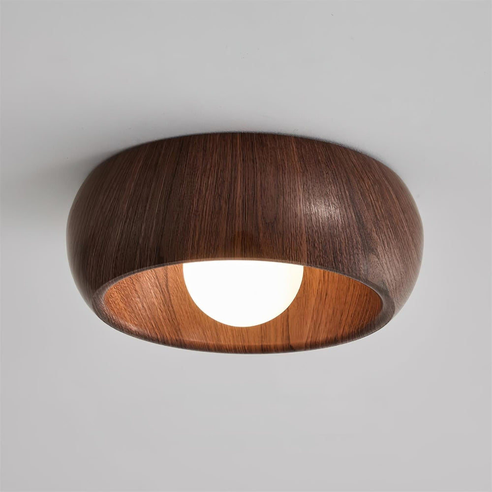 Wooden Ceiling Lamp with Integrated LED | Warm White Glow for Bedrooms, Dining Rooms & Hallways | Surface Mounted 2