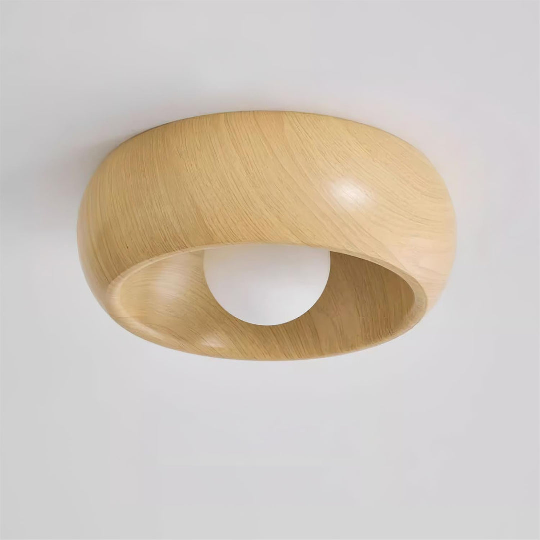 Wooden Ceiling Lamp with Integrated LED | Warm White Glow for Bedrooms, Dining Rooms &amp; Hallways | Surface Mounted 7